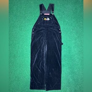 Vintage 90s Mickey Unlimited Mickey Mouse Black Velvet Large Carpenter Overalls